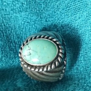 Carolyn Pollack Turquoise Cabochon Ring signed CP Sterling Marked 925 Size 7